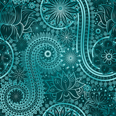 Vintage floral motif ethnic seamless background.