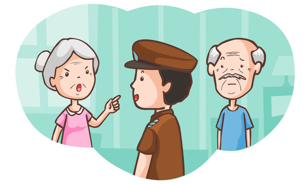 senior lovers at the police station vector