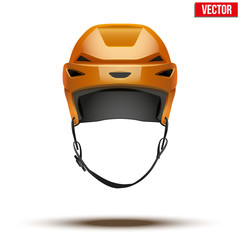 Classic orange Hockey Helmet isolated on Background. Vector.