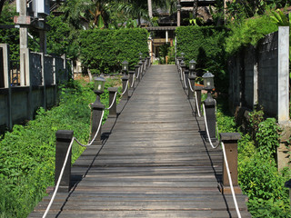 Fototapeta na wymiar Wooden bridge on the river in krabi ,thailand