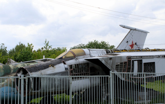 Old USSR fighter at aircraft junkyard