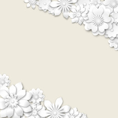 Fototapeta na wymiar abstract wedding background with white 3d flowers