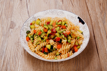 Homemade Pasta with Diced Meat and Vegetables