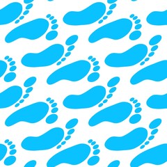 Seamless diagonal pattern with blue feet decor