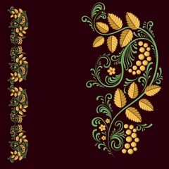 Gordijnen Russian folk pattern. Vignette. Doodle. Natural ornament. Gold © ImHope