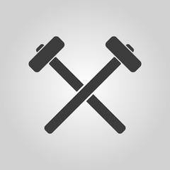 The hammer icon. Sledgehammer symbol. Flat