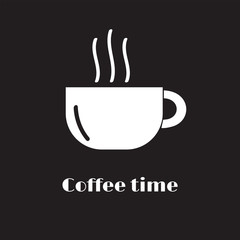 Vector one color  icon  coffee cup with next coffee time. 