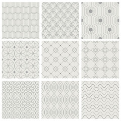 Set of vector seamless pattern. Simple geometric backgrounds. 