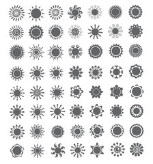 Set of decorative sun. Logo and design elements.