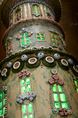 Ceramic statue - a tower with windows ornate patterns