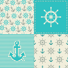 Naklejka premium set sea seamless