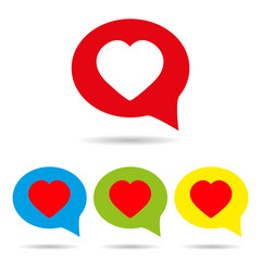 Heart in speech bubble icon vector illustration