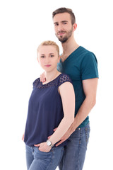 happy man and woman isolated on white