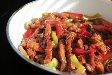 deep fried veal and fresh vegetables
