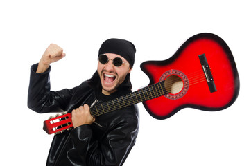 Obraz premium Guitar player isolated on the white