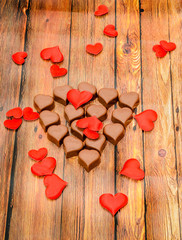 Heart shape chocolate, red hearts, Valentines Day sweets