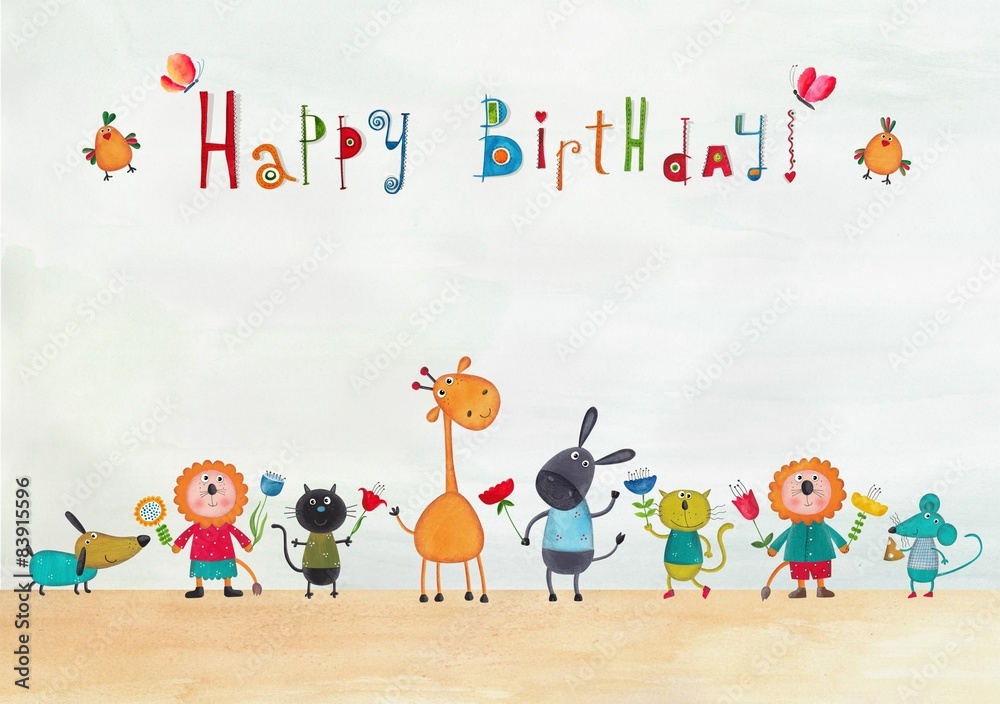 Wall mural birthday greeting card