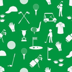 golf sport simple white and green seamless pattern eps10