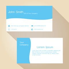 blue and white simple business card design eps10