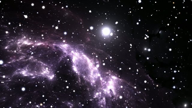 Flying through a starfield in outer space