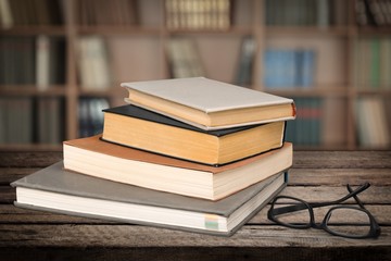 Book, Glasses, Stack.