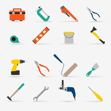 Color tools for repair and home improvement. Vector illustration