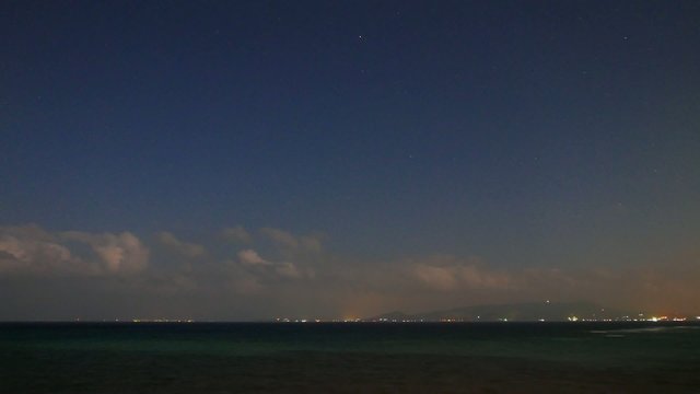seaside scape at night