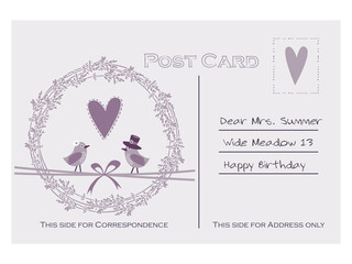 Cute birthday, baby shower card, invitation with lavender