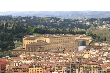 Fototapeta na wymiar Part of the Florence with Tuscany landscape in background