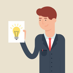 Vector illustration of a businessman presenting an innovative id