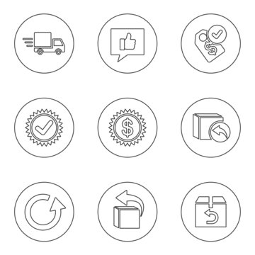 Set of logistics and delivery icons, thin outline style