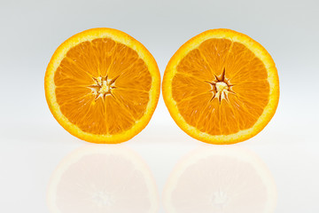 Two halves of an orange