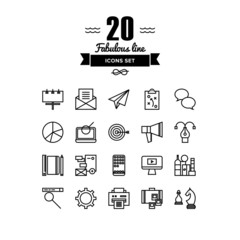 Fototapeta premium Business and marketing line icons set