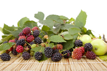 apples and raspberries