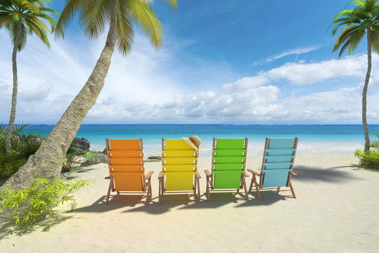 Colorful chairs on the beach