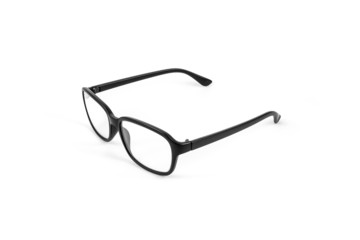 Black eye plastic glasses isolated on white background