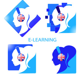a set of logos e-learning