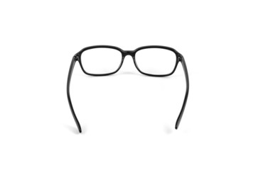 Black eye plastic glasses isolated on white background