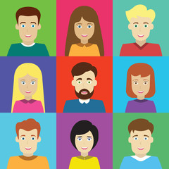 Colorful Male and Female Avatars Icons Set
