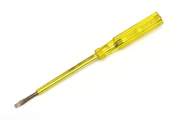 Indicator screwdriver on the white background