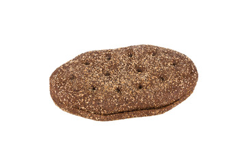 Piece of black bread isolated on a white background
