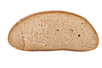 Piece of black bread isolated on a white background