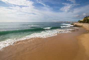 The sandy shores of the Atlantic Ocean. Portugal