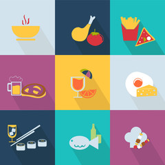 Set of food icons - web 2.0 style