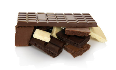 Chocolate bar and slices