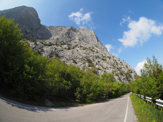 asphalt road in the mountains. Crimea