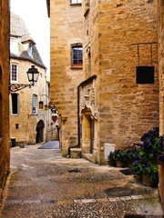 Medieval lane in the old town of Sarlat, Dordogne, France