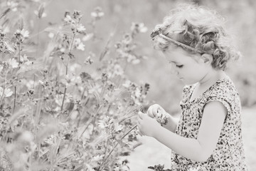 toddler girl in field