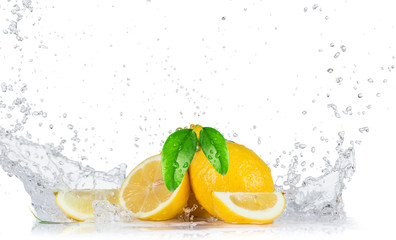 Lemon with water splash