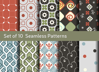 Abstract seamless patterns. Geometrical and ornamental motifs - 83927589